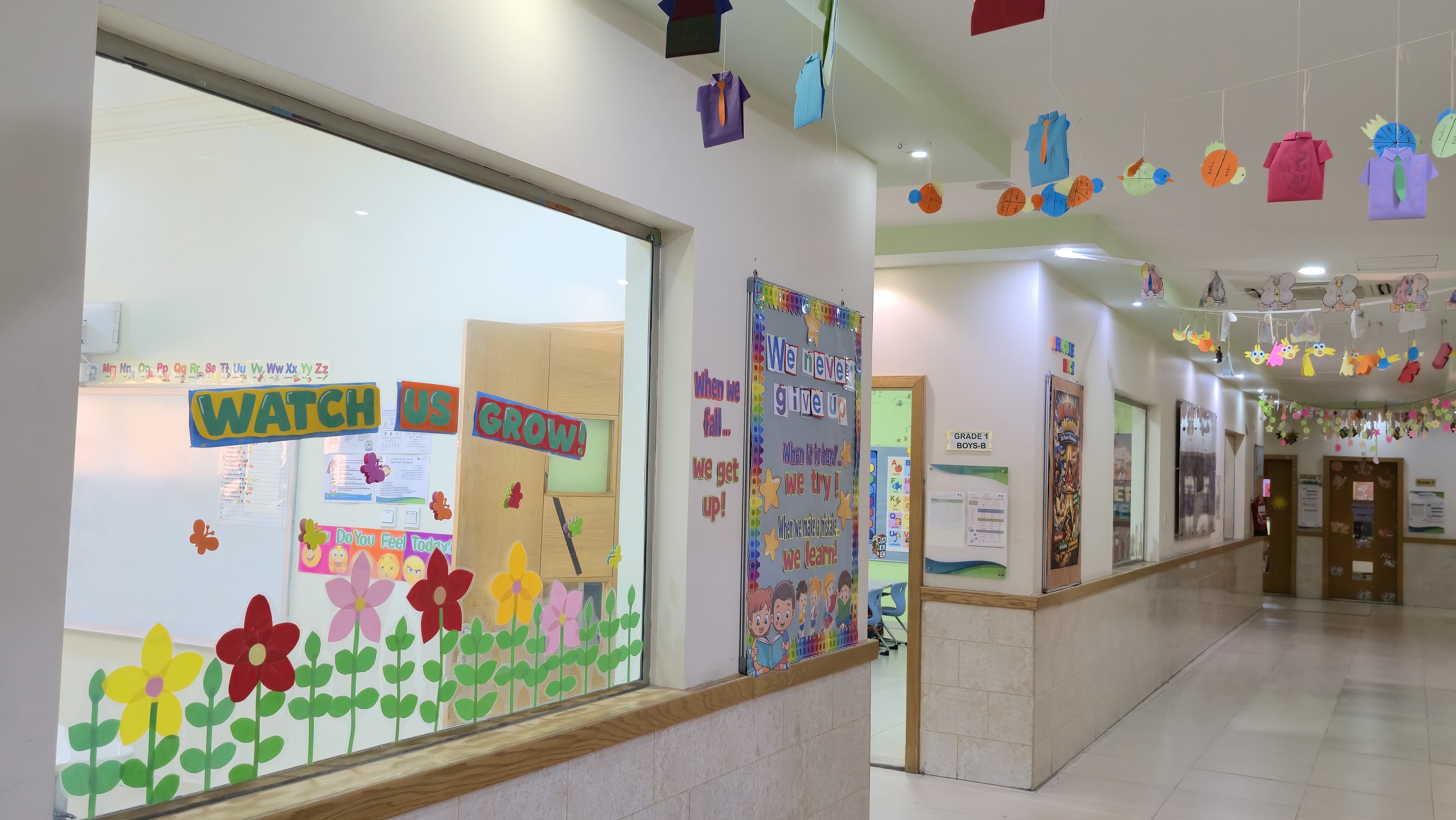 Vibrant decorated school corridors