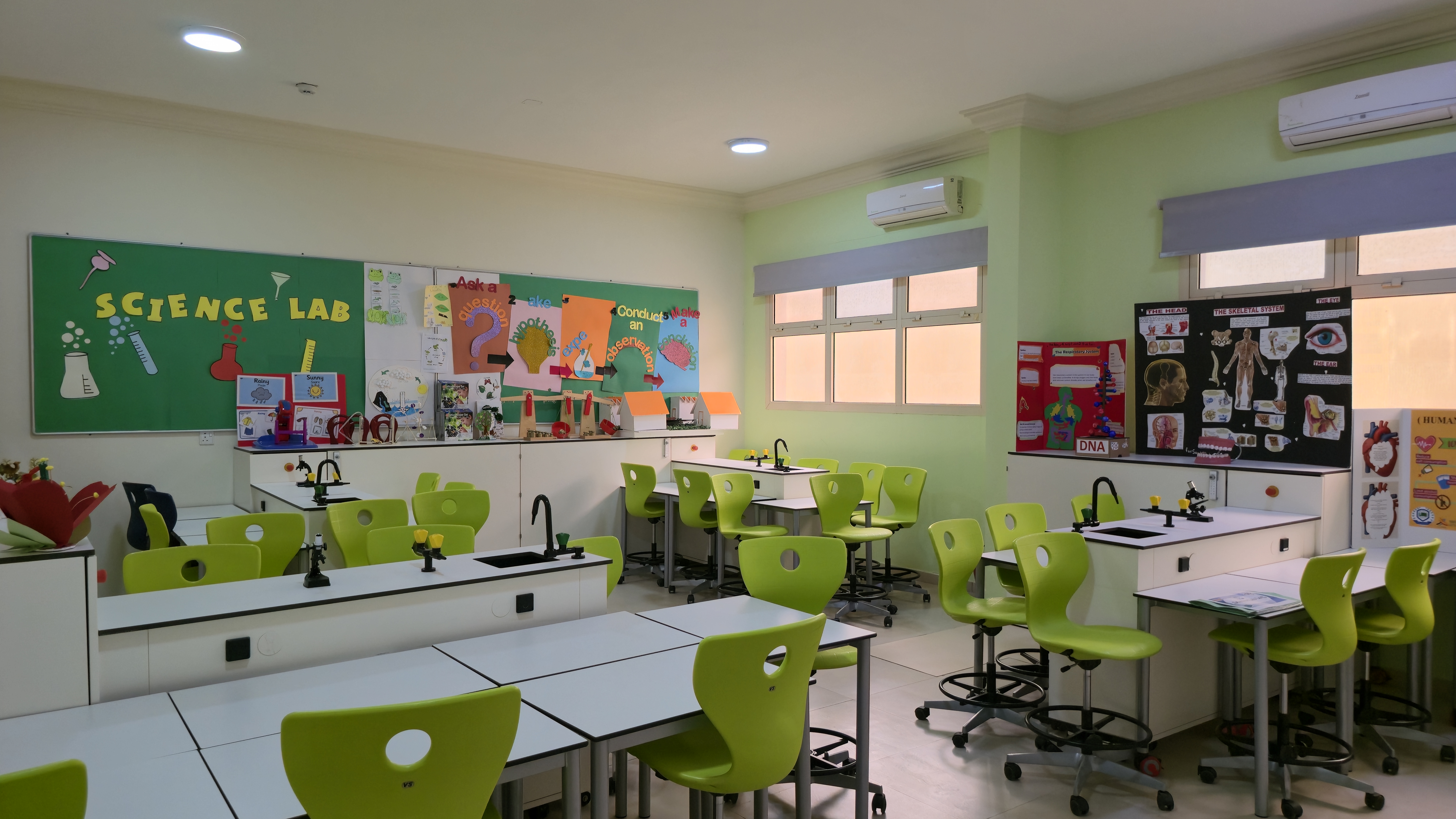 Science Lab — full view with microscopes
